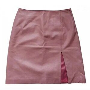 Blush Pink Vintage Leather Mini Skirt – Made in Italy, Y2K Vibes
